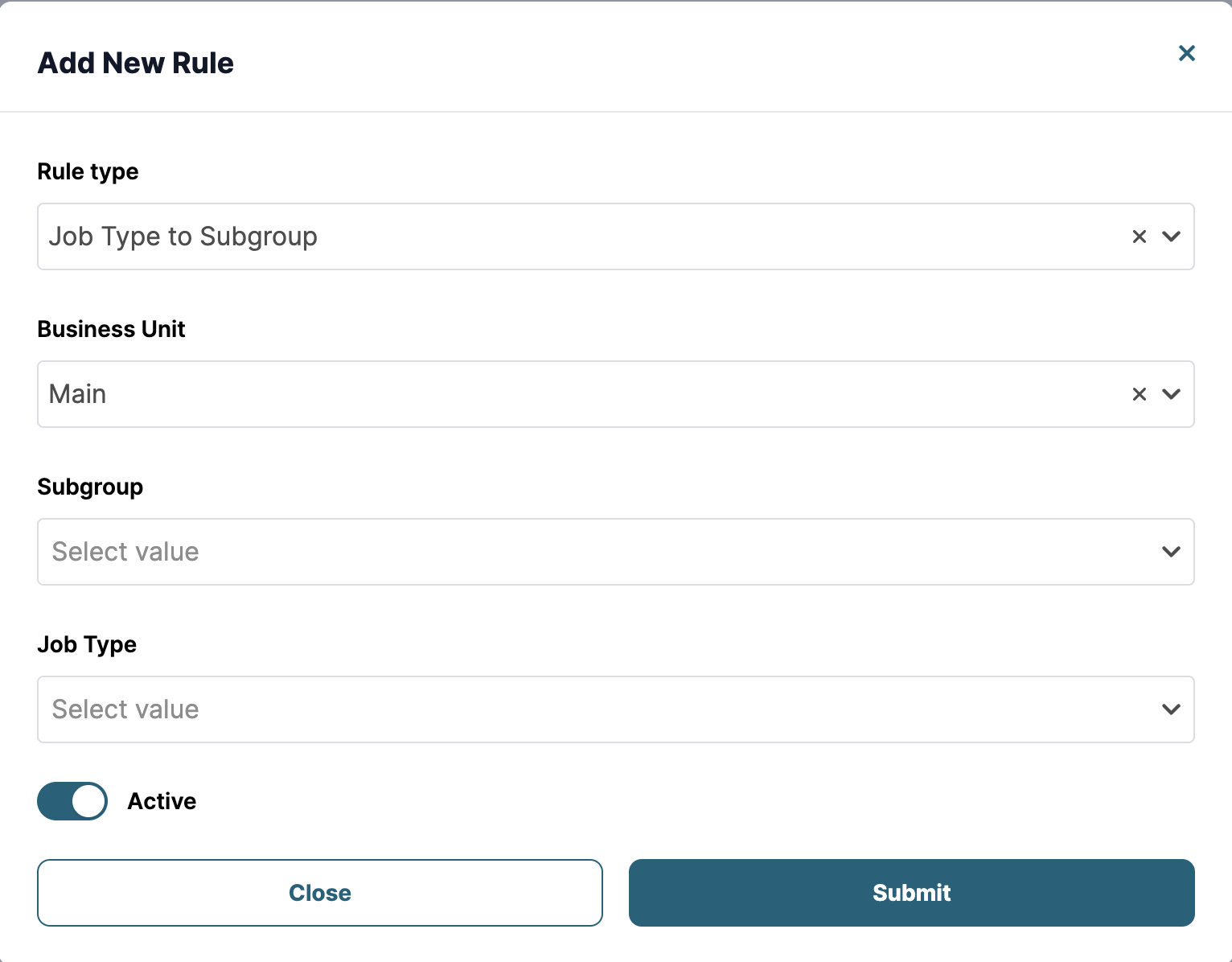 Dispatch Rules Job Type to Subgroup